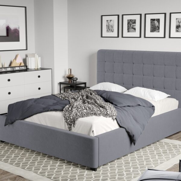 Pat Tapitat Rivo cu somiera fixa Gri - Swing 17 160x200