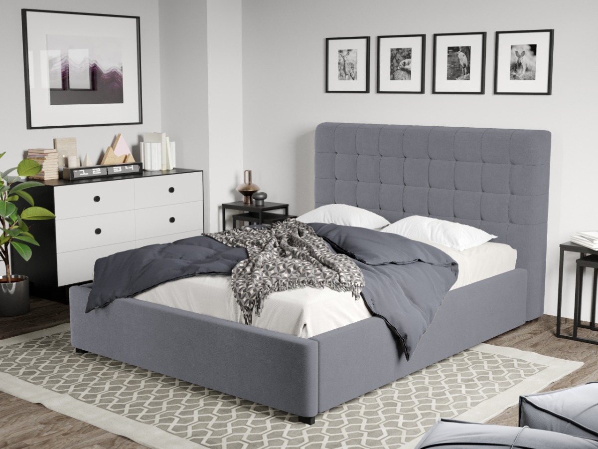 Pat Tapitat Rivo cu somiera fixa Gri - Swing 17 160x200