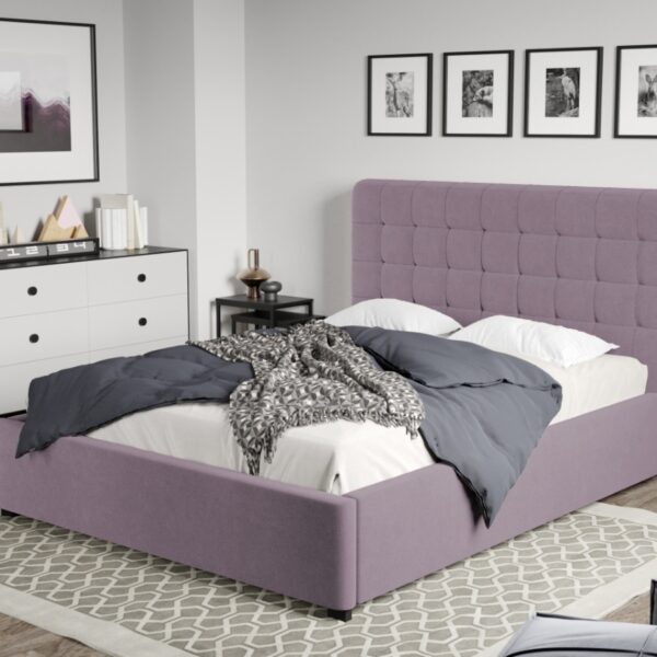 Pat Tapitat Rivo cu somiera fixa Mov deschis - Jasmine 62 160x200