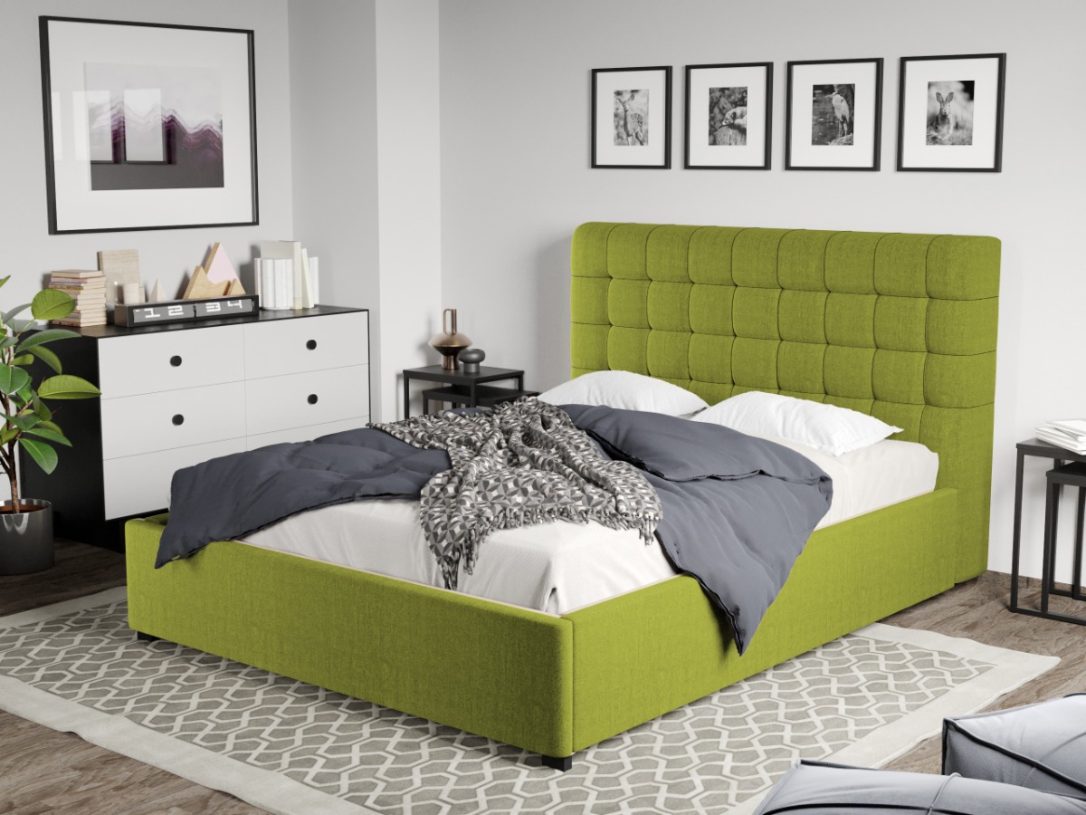 Pat Tapitat Rivo cu somiera fixa Verde - Falcone 22 180x200