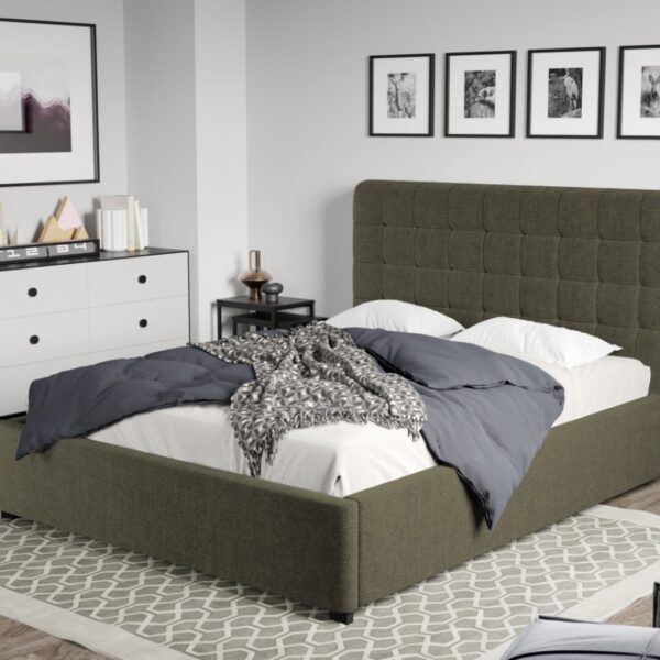 Pat Tapitat Rivo cu somiera fixa Verde inchis - Eden 12 160x200