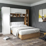 Set Dormitor Timea 2.33m cu pat tapitat Alb incadrat