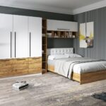 Set Dormitor Timea 3.33m cu pat tapitat Alb incadrat