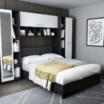 Set Mobila Dormitor Mario 2.87m pat incadrat si oglinda tapitat wenge