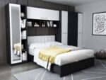Set Mobila Dormitor Mario 3.85m pat incadrat tapitat alb