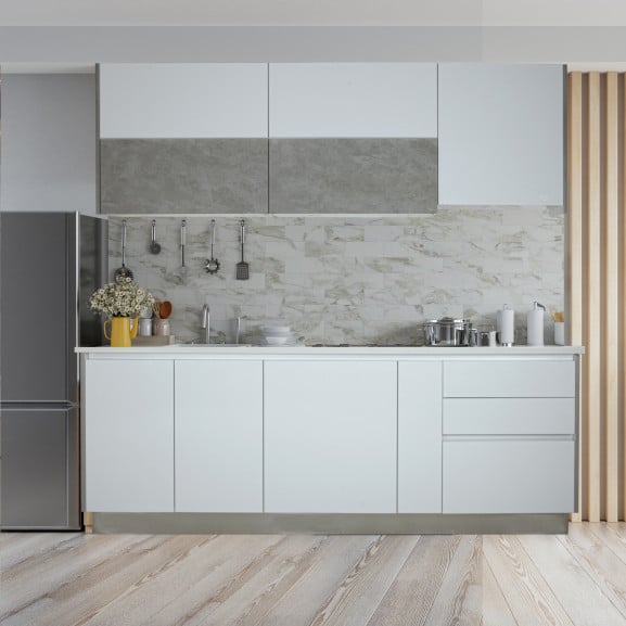 Bucatarie Moderna Alb Si Gri